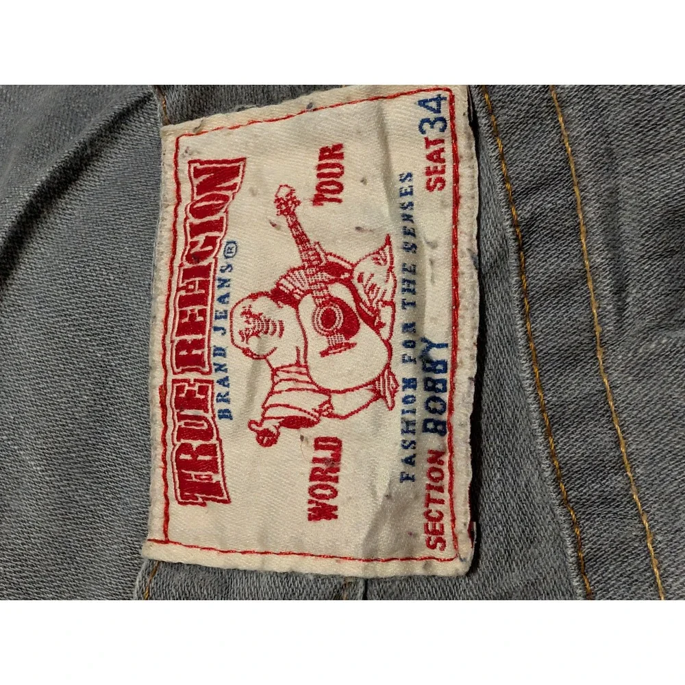 True Religion Bobby Mens Gray Straight Leg Jeans Made in USA Size 38x31